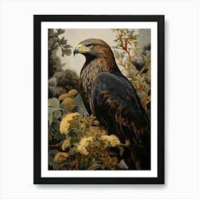 Dark And Moody Botanical Golden Eagle 2 Art Print