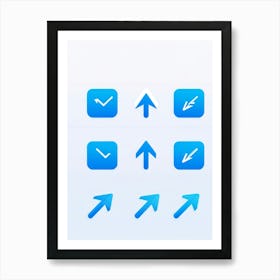 Arrow Icons For A Web Navigation Bar Minimalist Design With A Sleek Translucent Blue Overlay Drop (3) Art Print