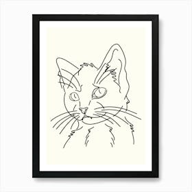 Continuous Line Drawing Of A Cat Monoline Hand Drawing Aesthetic Illustration Art Print