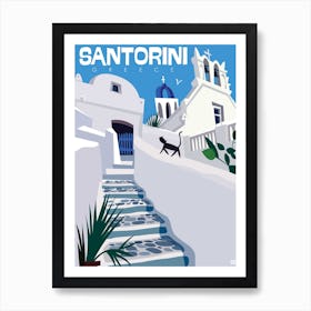 Santorini Poster White & Blue Art Print