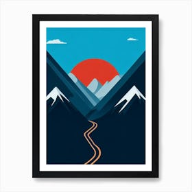 La Plagne, France Modern Illustration Skiing Poster Art Print