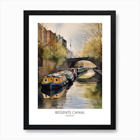 Regents Canal London Watercolour Travel Poster 2 Art Print