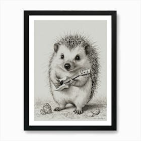 Hedgehog Playing Guitar 6 Art Print
