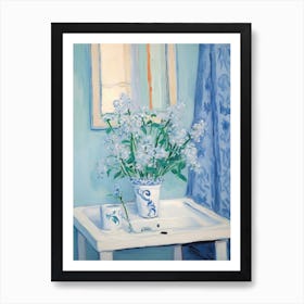 A Vase With Forget Me Not, Flower Bouquet 2 Art Print