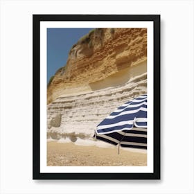 Beach Umbrella And Cliffs Summer Photography 1 Art Print