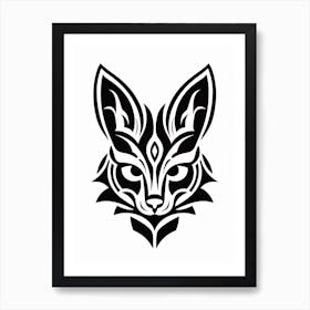 Linocut Fox Abstract Line Illustration 7 Art Print