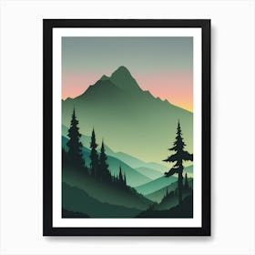 Misty Mountains Vertical Background In Green Tone 14 Art Print