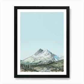 Mount Katahdin Usa Color Line Drawing (7) Poster