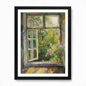 Lily Flowers On A Cottage Window 3 Art Print