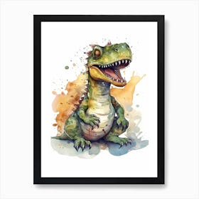 Allosaurus Fragilis Cute Dinosaur Watercolour 1 Art Print