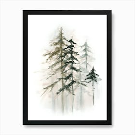 Watercolor Of Pine Trees 2 Poster