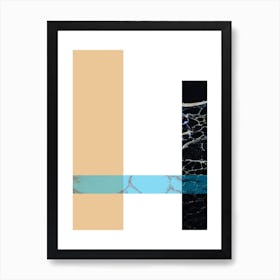 Blue Sand and Marble Rectangles Geometric Art Print