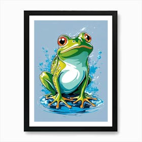 Frog In Water Art Print