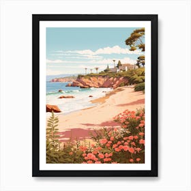 An Illustration In Pink Tones Of Palombaggia Beach Corsica 3 Art Print