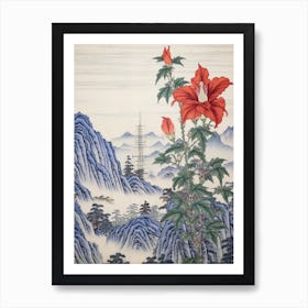 Kikyo Chinese Bellflower 2 Japanese Botanical Illustration Art Print