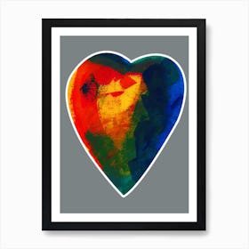 Loveheart love heart romance color colorful abstract simple bedroom st valentine wedding blue red orange yellow hand painted Art Print