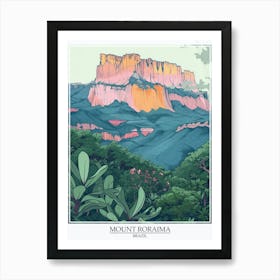 Mount Roraima Venezuela Brazil Color Line Drawing 3 Poster Art Print