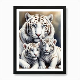 White Tiger Family Art Print