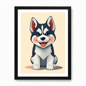 Cartoon Husky Puppy Poster