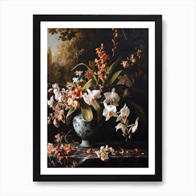 Baroque Floral Still Life Orchid 4 Art Print