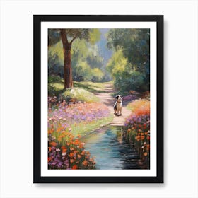 A Painting Of A Dog In Descanso Gardens, Usa In The Style Of Impressionism 02 Art Print