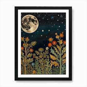 Moonlight In The Garden Style William Morris 1 Art Print 7 Art Print