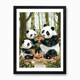 Giant Panda Family Picnicking In The Woods Poster 81 Art Print