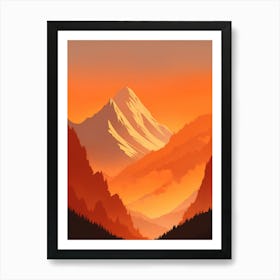 Misty Mountains Vertical Composition In Orange Tone 318 Art Print