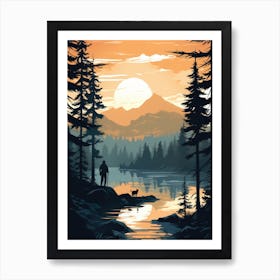 Sunset Landscape In The Forest Art Print