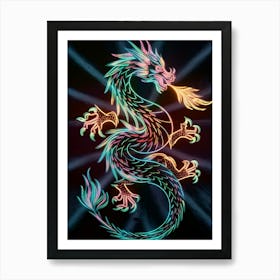 Dragon On A Black Background Art Print