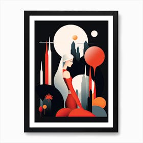 Minimalist Euphoria: Woman's Journey in Abstraction Art Print