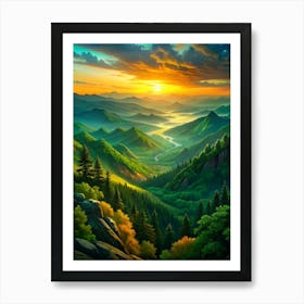 Sunset In The Mountains Art Print