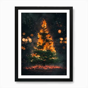 Christmas Tree On Fire Art Print