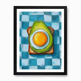 Avocado Egg On Toast Blue Checkerboard 3 Póster