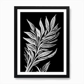 Tarragon Leaf Linocut 1 Art Print