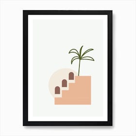 Minimal Terracota Shapes And Palm Poster