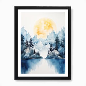 Watercolour Of Jiuzhaigou Valley   China 0 Art Print