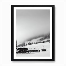 Schladming, Austria Black And White Skiing Poster Art Print