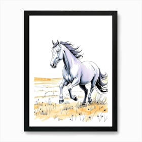 White Horse Running Art Print