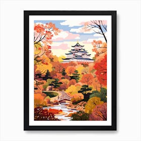 Osaka Castle Park, Japan In Autumn Fall Illustration 0 Art Print