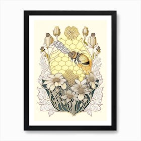 Beehive With Flowers 7 Vintage Art Print