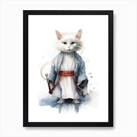 Turkish Angora Cat As A Jedi 2 Art Print