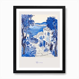 Hvar Croatia 4 Mediterranean Blue Drawing Poster Art Print