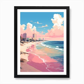 An Illustration In Pink Tones Of  Gulf Shores Beach Alabama 3 Art Print