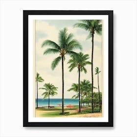 Hapuna Beach Hawaii Vintage Art Print