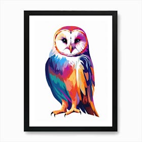 Colourful Geometric Bird Barn Owl 1 Art Print