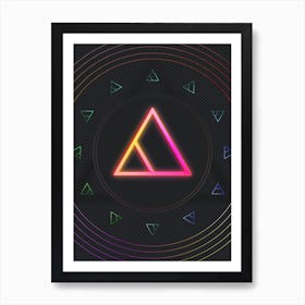 Neon Geometric Glyph in Pink and Yellow Circle Array on Black n.0207 Art Print