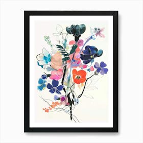 Forget Me Not 4 Collage Flower Bouquet Art Print