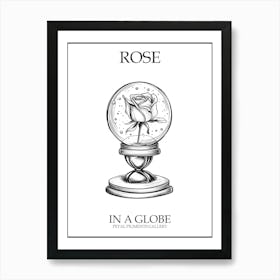 Rose In A Globe Line Drawing 1 Poster Art Print