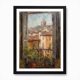 Window View Of Florence In The Style Of Impressionism 1 Art Print